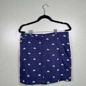 Cambridge Dry Goods Navy Blue Skirt With White Embroidered Bicycles Women’s Sz 6